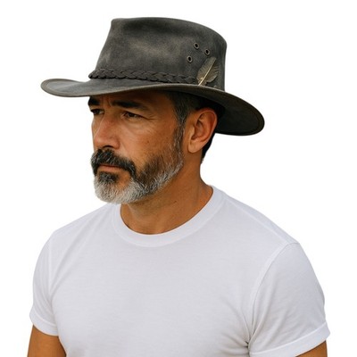 Herrenhut australischer Westernstil Echtleder abgenutzt Cowboy faltbar