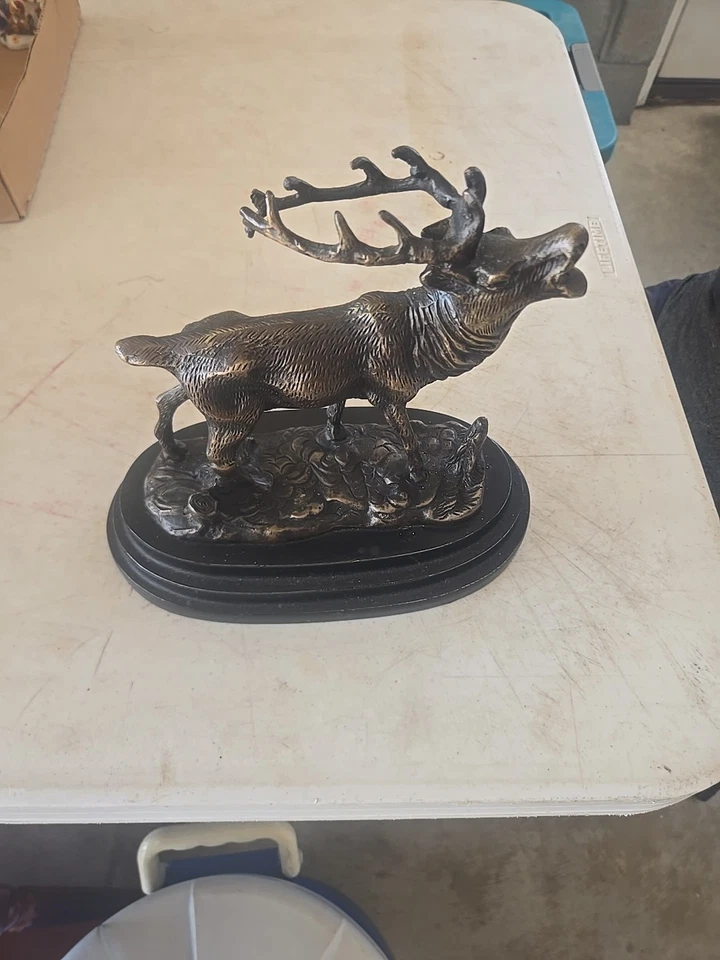 Large Bronze Elk Sculpture by PJ MENE - Image 2 of 2
