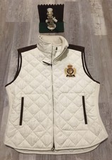 Ralph Lauren Sport Quilted Vest Challenge Crest Equestrian Women’s XL Cream NICE