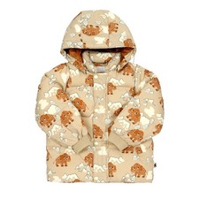 MINI RODINI Mammoths AOP Hooded Puffer Jacket Beige