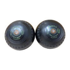 Henselite Classic Black Size 4 Medium Lawn Bowls Set Of 2 Swan Logo 567-WW