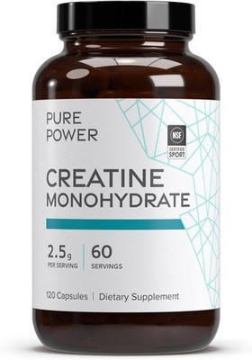 Dr. Mercola Pure Power Creatine Monohydrate, 60 Servings (120 Capsules) 2.5g Per