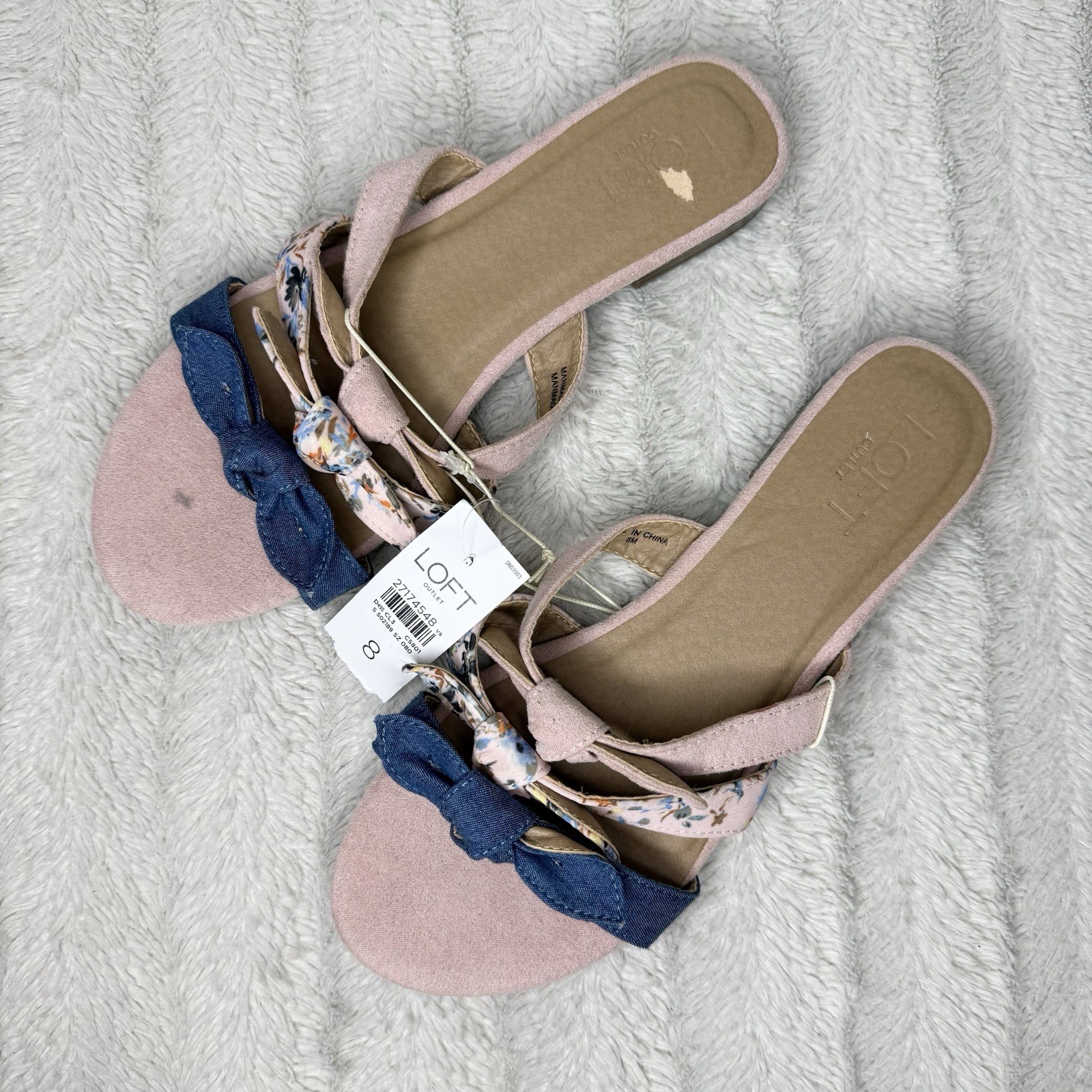 APL Sandalo loft rosa floreale denim fiocco slide slip on twee Cottagecore donna 8