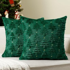 Christmas Throw Pillow Covers 18 X 18 Inch Set of 2, Xmas Winter Christmas Tree
