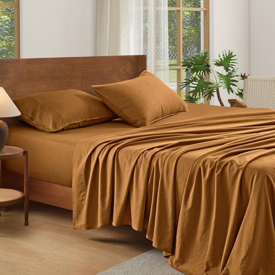 Luxurious 100% French Linen King Size Sheet Set - Breathable & Deep Pocket
