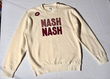 Beige Crewneck Fleece Cotton Blend Graphic Print Pullover Sweatshirt Unisex
