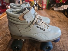  RARE RIEDELL USA AEROBISKATE BLUE ROLLER SKATES SURE-GRIP VINTAGE EUC