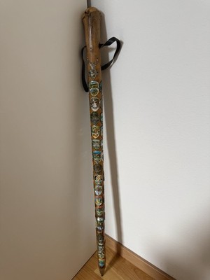 Authentic Vintage Alpine Hiking Staff Wanderstock 56 Original Badges Stocknägel