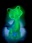 Fenton Glass FAGCA 6” Happy cat in Indigo Blue, Uv glow! Rare!!!