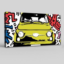 Quadro Pop Art Dipinto a Mano Auto 500 Design Moderno Haring 100x50