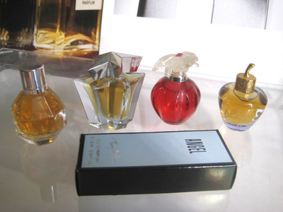  4 lot Mini Vintage perfume EDP Thierry Mugler Angel Cartier Delices FlowerBomb