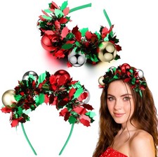 Yilloog Christmas Headband Xmas Ball Hair Hoop Holiday Headdress for Women Adult