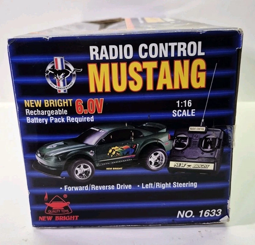 1998 Винтажный новый яркий No 1633 RC Mustang GT черный масштаб 1:16 новый из старых запасов - Изображение 4 из 4