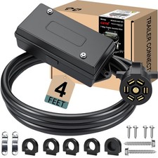 CXTM 7 Pin Trailer Wiring Harness Kit 4 Feet, 7 Gang 4FT with Junction Box