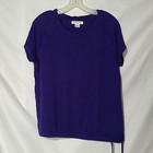 Large - LIZ CLAIBORNE Weekend Blue/Purple Short Sleeve Casual Shirt, Tie Bottom