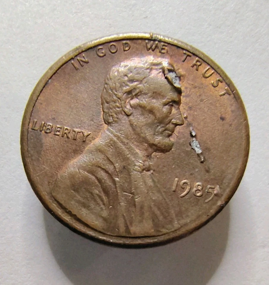 1985 No MM Lincoln Penny Lamination Error Huge Die Break Crack Obverse - Image 2 of 4