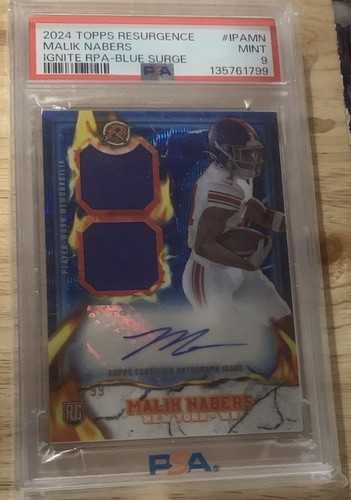 Topps 2024 Resurgence Malik Nabers Ignite RPA Blue Surge /99 IPA-MN PSA 9