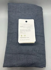 Pottery Barn Belgian Flax Linen Waffle Weave Pillow Sham Euro Steel Blue ~ Flaw