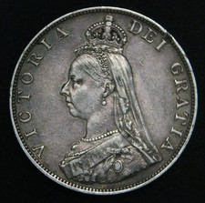 1887 Victoria DOUBLE FLORIN, Jubilee Head Silver Coin - VERY NICE