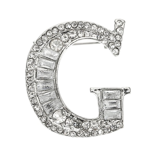 Buchstaben Broschen Anstecknadeln Buchstabe G Initiale Strassbroschen Silber-image