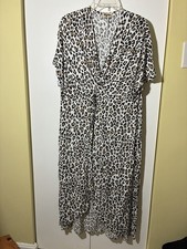 Show Me Your Mumu Medium Leopard Print Knot Front V Neck Maxi Dress Boho Flowy