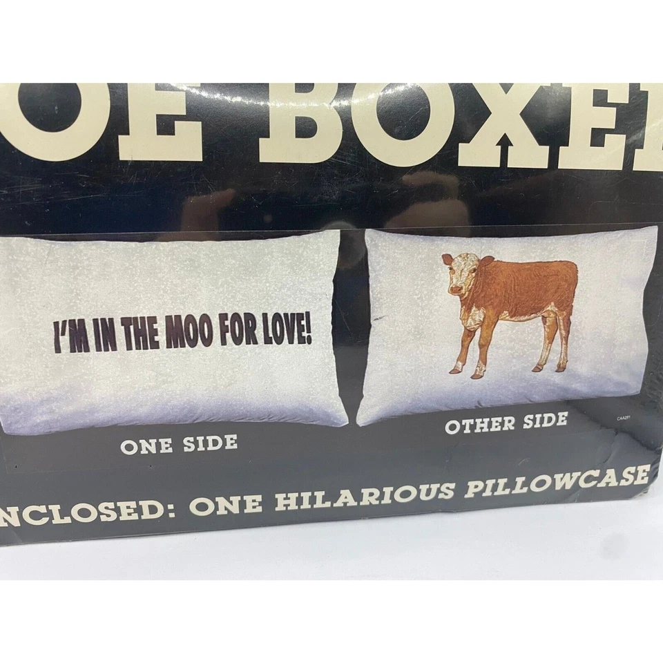 JOE BOXER Vintage Pillow Case Funny UNOPENED sealed 90s Moo For Love! - Image 2 of 4