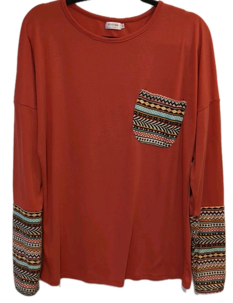 POGTMM Patchwork Basic Tunic Top Womens Size L Lo… - image 2