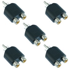 5 x RCA Phono Plug to 2 Socket Splitter Audio Connector