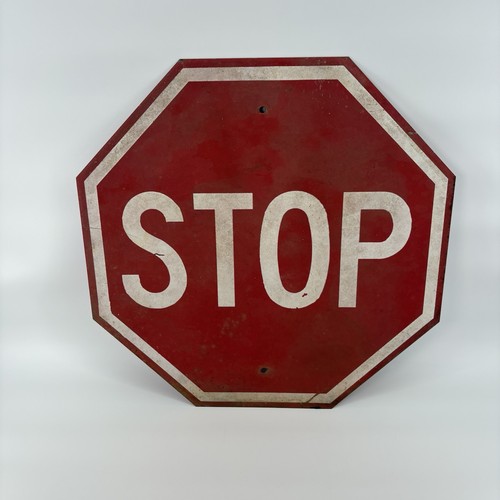 Vintage Original Metal Stop Sign 24x24 Heavy Steel 1950s?? Read DS