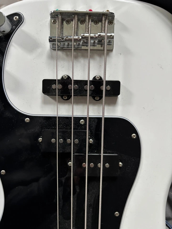 Squier by Fender Precision Bass PJ Guitar - White, black face plate - Image 3 of 4