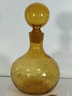 Vintage Blenko 636s Wheat Crackle Glass Decanter Genie Bottle 9” Tall
