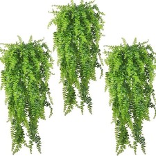 PINVNBY 3 PCS Green Reptile Plants Terrarium Hanging Fake Vines with Suction