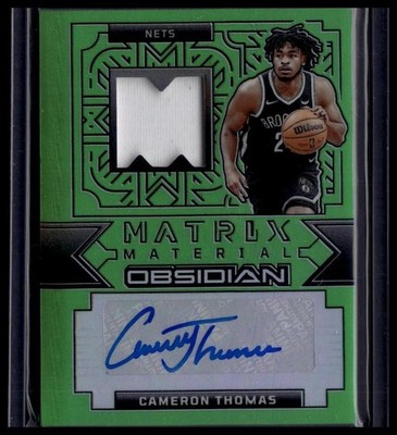 2023-24 Panini Obsidian Cameron Thomas # MM-THM Flood Green 7/20 AUTO & JERSERY