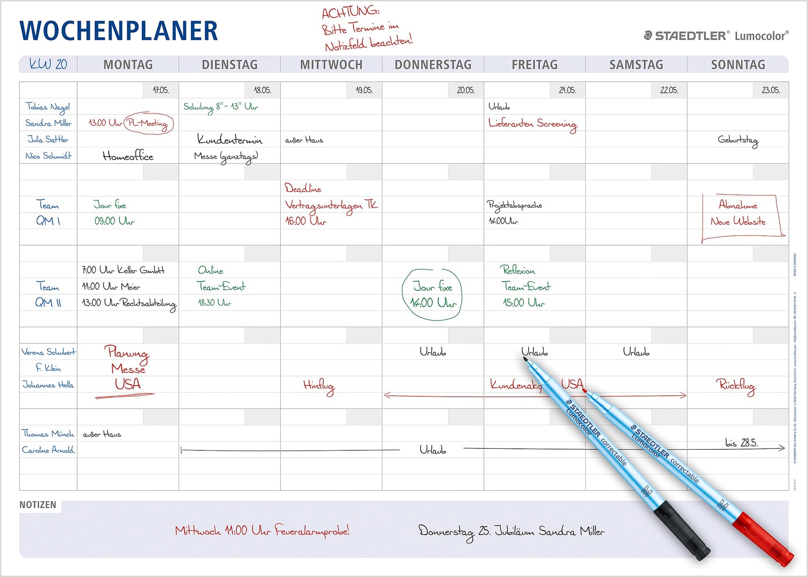 STAEDTLER Lumocolor 641 A1-1 Weekly Planner Reusable Dry Era