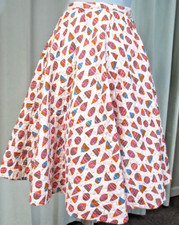 Vtg Circle Skirt Pink Ornament Festive Holiday Print Pocket Quilted Xmas Small