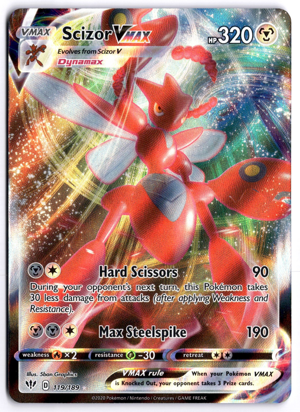 Pokémon Scizor V (Full Art) Ultra Rare SWSH03: Darkness Ablaze 183/189 NM