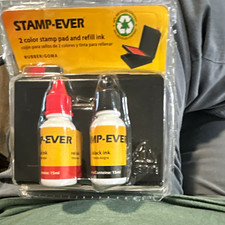 STAMP-EVER 4633 2-Color Stamp Pad Refill Ink Set Red Black