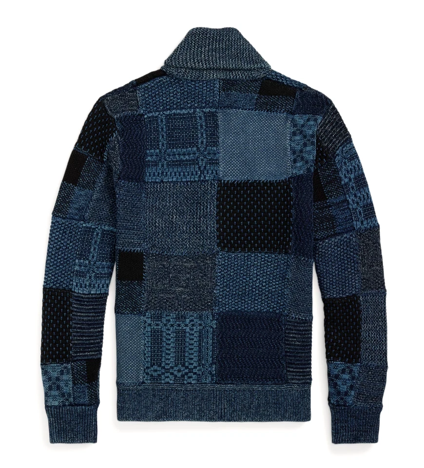 Cardigã RRL Ralph Lauren algodão índigo linho patchwork - HOMENS - G - Imagem 2 de 4