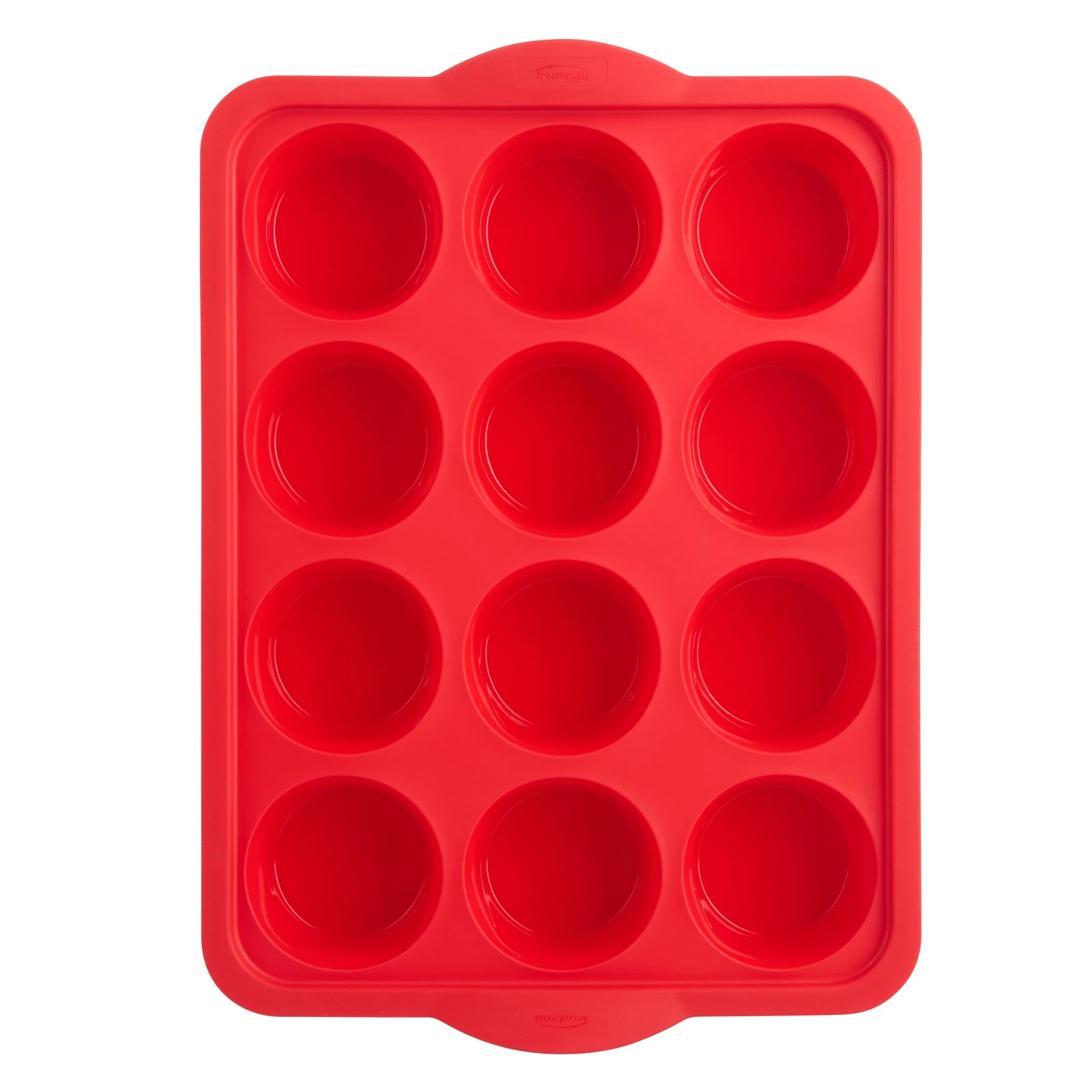 Trudeau Red Steel Structured Silicone, 12-Cavity Muffin Mold, 05120006