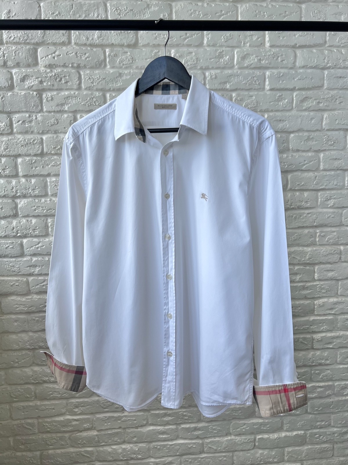 Burberry Brit White Checked Button Up Shirt for Men Size XL