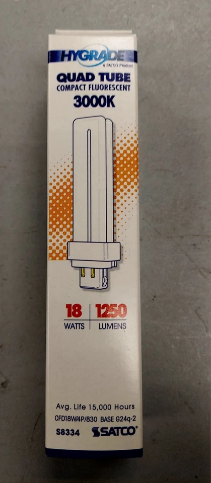 Satco S8334, 3000K 18-Watt G24q-2 Base T4 Quad 4-Pin, PK of 2 Bulbs Per Order. - Image 4 of 4