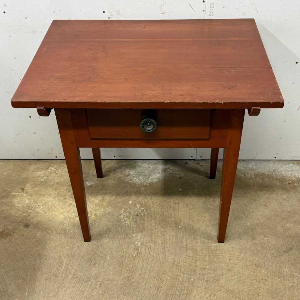 Antigua mesa de taberna de granja rojo lavado 1820 primitivo soporte de trabajo país Pa Foto 4 de 4