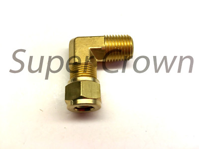 Brass Compression 90° Elbow Connector 5/16'' ID x 1/4'' NPT Male Fitting Adapter