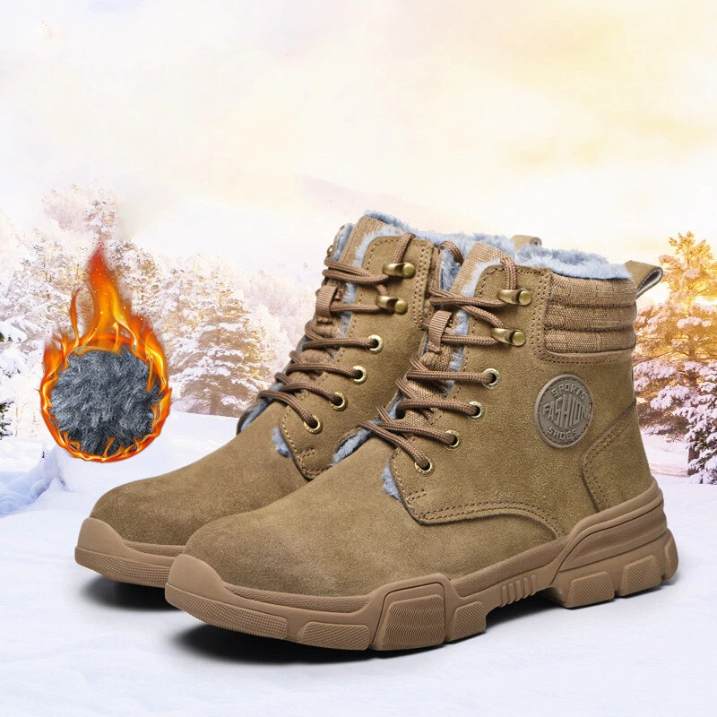Men s Winter Safety Shoes Steel Toe Work Boots Fur Snow Warm Indestructible Size