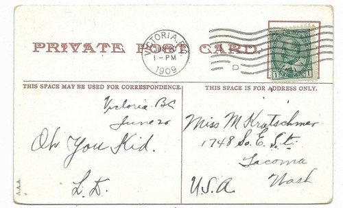Victoria Columbia Británica BC Postal Castillo Dunsmuir Circa 1907 - Imagen 2 de 2