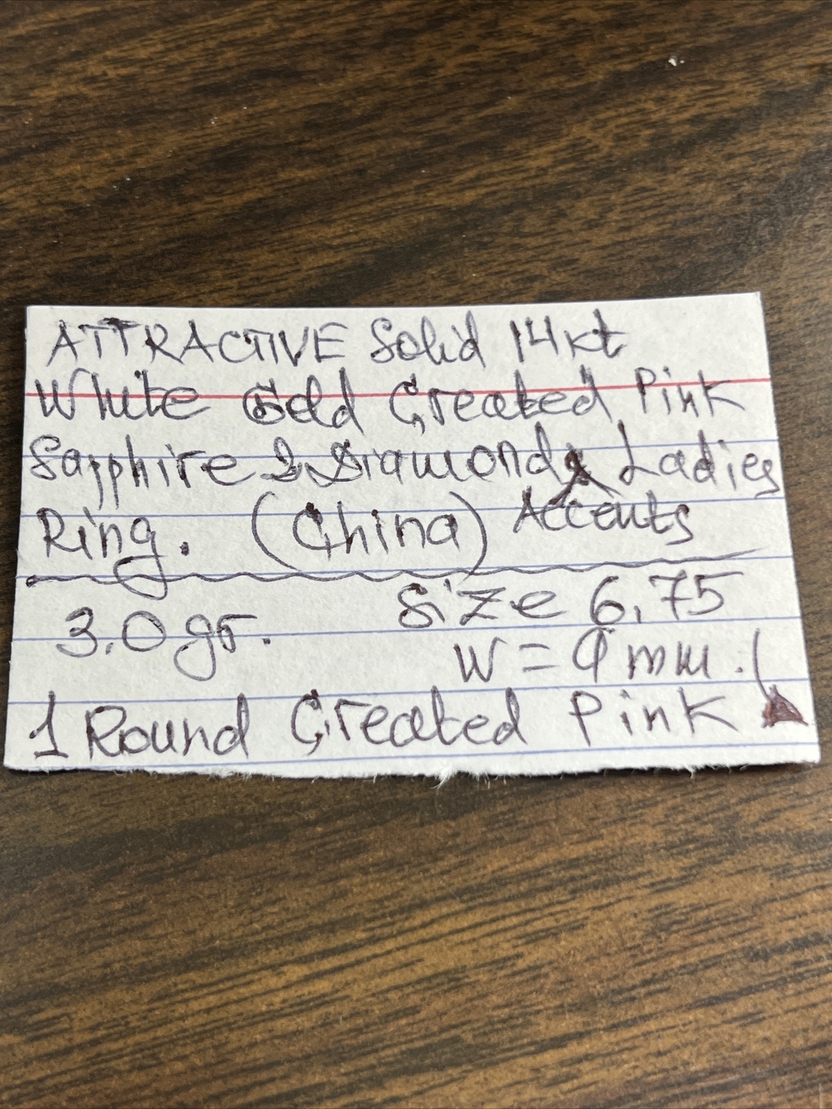 ATTRACTIVE Solid 14K White Gold Created Pink Sapp… - image 12