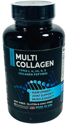 Multi Collagen Complex Raw Science - Types I, II, III, V, X - 90 Caps - EX 08/27