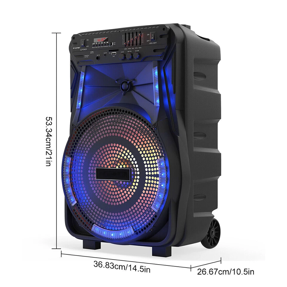 Portable 12" Powerful Bluetooth Party Speaker - TWS LED Lights 5-Band Equalizer  - Image 3 of 4