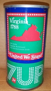 7up 12 oz Can “United We Stand” Series Virginia - 1788 Can #46
