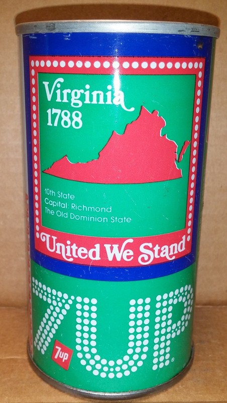 7up 12 oz Can “United We Stand” Series Virginia - 1788 Can #46